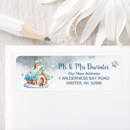 Gingerbread huis retouradres etiket (Insitu)