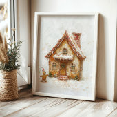 Gingerbread Huis Schilderen Kerstmis Whimsical Poster