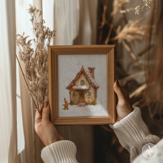Gingerbread Huis Schilderen Kerstmis Whimsical Poster
