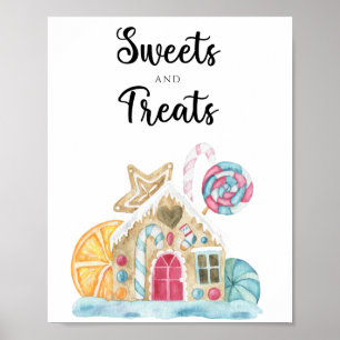 Gingerbread huis - snoep en traktaties baby shower poster
