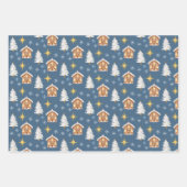 Gingerbread huis trio collectie cadeau wrap inpakpapier vel (Voorkant 3)