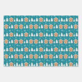 Gingerbread huis trio collectie cadeau wrap inpakpapier vel (Voorkant 2)