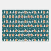 Gingerbread huis trio collectie cadeau wrap inpakpapier vel (Voorkant)