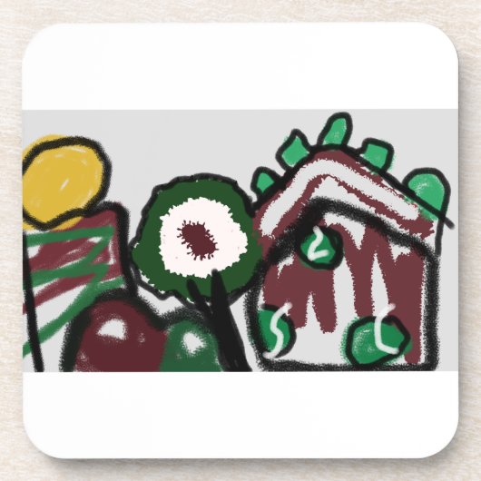 Gingerbread huis vreugde liefde bier onderzetter (Voorkant)
