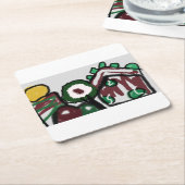 Gingerbread huis vreugde liefde kartonnen onderzetters (Schuin)