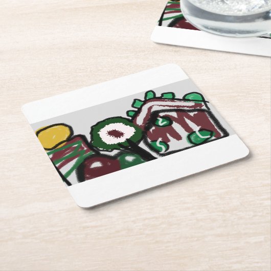 Gingerbread huis vreugde liefde kartonnen onderzetters (Schuin)