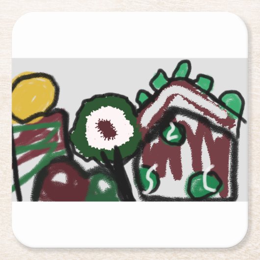 Gingerbread huis vreugde liefde kartonnen onderzetters (Voorkant)