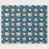 Gingerbread Huizen & Candy Canes Roll Cadeaupapier (Vlak)