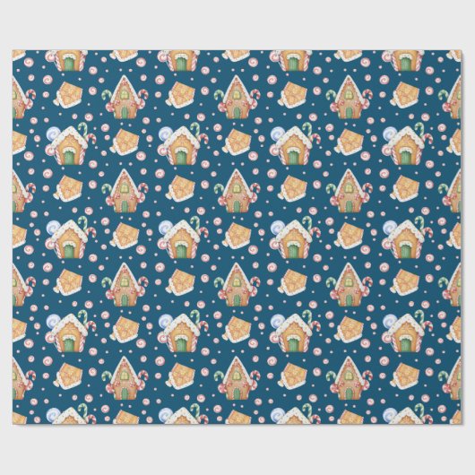 Gingerbread Huizen & Candy Canes Roll Cadeaupapier (Vlak)