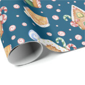 Gingerbread Huizen & Candy Canes Roll Cadeaupapier (Rol Hoek)