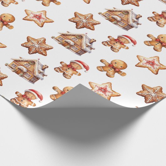 Gingerbread Huizen en Mannen Cadeaupapier (Hoek)