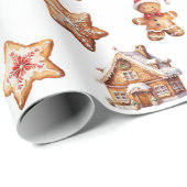 Gingerbread Huizen en Mannen Cadeaupapier (Rol Hoek)