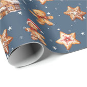 Gingerbread huizen en Mannen op sterren Cadeaupapier (Rol Hoek)