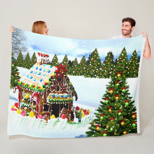 GINGERBREAD HUUSE FLEECE DEKEN (In situ)