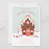 GINGERBREAD HUUSE HOLIDAY ARTIJ INVITATIE KAART (Voorkant)