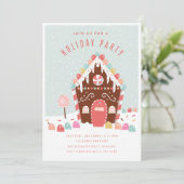GINGERBREAD HUUSE HOLIDAY ARTIJ INVITATIE KAART (Staand voorkant)