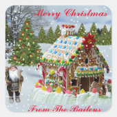 GINGERBREAD HUUSE VIERKANTE STICKER (Voorkant)