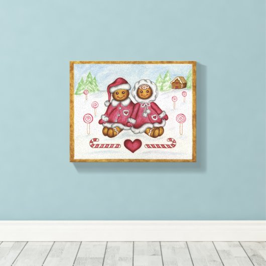 Gingerbread Jongen en Meisje Canvas Kunst (Insitu (Houten vloer))