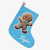 Gingerbread Jongen Grote Kerstsok (Voorkant (Hangend))