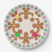 Gingerbread jongens en meisjes cheques papieren bordje (Voorkant)