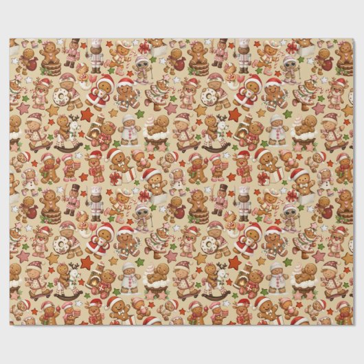 Gingerbread Joy Christmas Wrapping Paper Cadeaupapier (Vlak)