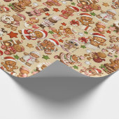 Gingerbread Joy Christmas Wrapping Paper Cadeaupapier (Hoek)