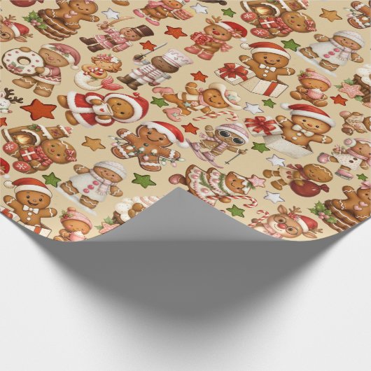Gingerbread Joy Christmas Wrapping Paper Cadeaupapier (Hoek)