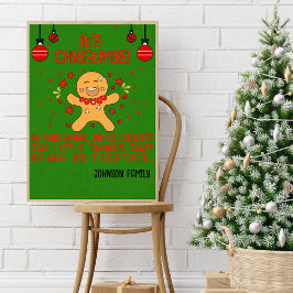 Gingerbread Joy Gepersonaliseerd Kerstteken Poster