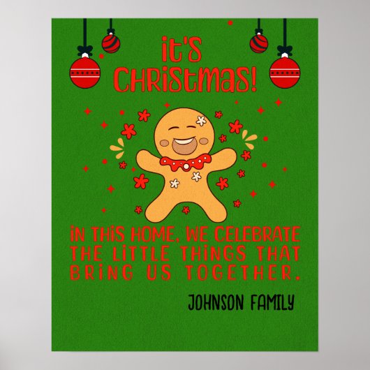 Gingerbread Joy Gepersonaliseerd Kerstteken Poster (Voorkant)