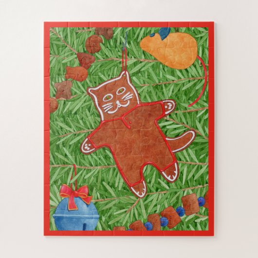 GINGERBREAD KAT 16x20 Grote Stukken Puzzel Legpuzzel (Verticaal)