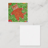 GINGERBREAD KAT 2,5" vierkante platte Notecard Notitiekaartje (Voorkant / Achterkant)