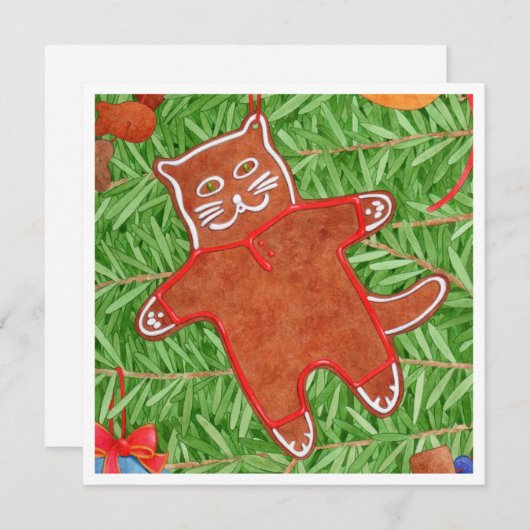 GINGERBREAD KAT 5.25" Vierkante Platte Kaart (Voorkant / Achterkant)