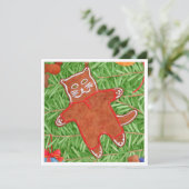 GINGERBREAD KAT 5.25" Vierkante Platte Kaart (Staand voorkant)