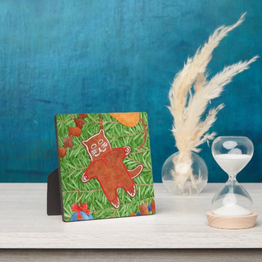 GINGERBREAD KAT 5.5 "x5.5" Plaque + Ezel Fotoplaat (Insitu)