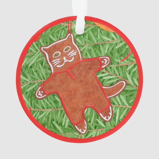 GINGERBREAD KAT Acryl Circle Ornament (achterkant)