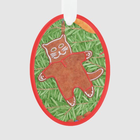 GINGERBREAD KAT Acryl Ovaal Ornament (voorkant)