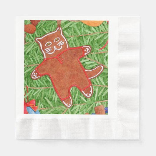 GINGERBREAD KAT bedacht lunch papier servetten (Voorkant)