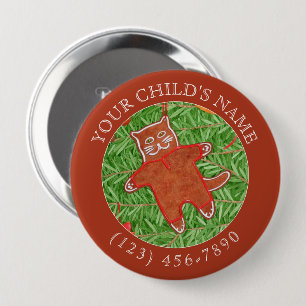 GINGERBREAD KAT Child ID Button - Gingerbread