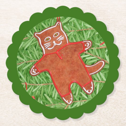 GINGERBREAD KAT geschulpte ronde Onderzetters / gr (Voorkant)