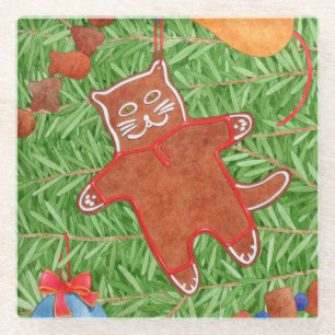 GINGERBREAD KAT Glas Drink Onderzetter