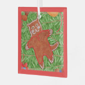 GINGERBREAD KAT Glas Vierkant Ornament (Voorkant links)