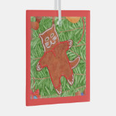 GINGERBREAD KAT Glas Vierkant Ornament (Voorkant Rechts)