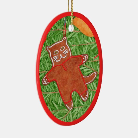 GINGERBREAD KAT keramisch ovaal Ornament (Rechts)