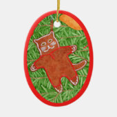 GINGERBREAD KAT keramisch ovaal Ornament (Voorkant)