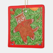 GINGERBREAD KAT Keramisch Vierkant Ornament (Links)