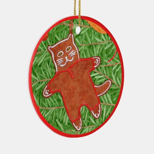 GINGERBREAD KAT keramische cirkel Ornament (Rechts)