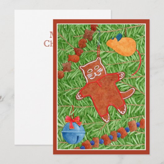 GINGERBREAD KAT Meowy Christmas 5x7 Kaart 3 (Voorkant / Achterkant)