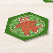 GINGERBREAD KAT Pointy Hexagon Onderzetters / Groe (Schuin)