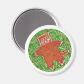 GINGERBREAD KAT Ronde Magneet / Wit (Voorkant / Achterkant)