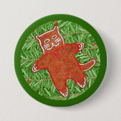 GINGERBREAD KAT Ronde Pin Button / Groen (Voorkant)